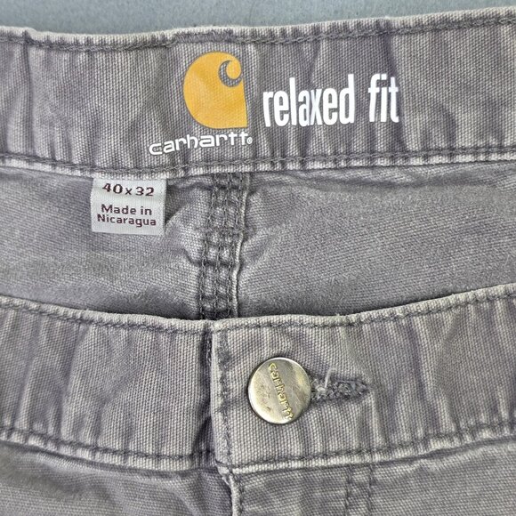 Carhartt Pants Mens 40x32 Actual 29 Gray Relaxed Stretch Work Carpenter Utility - Picture 2 of 9